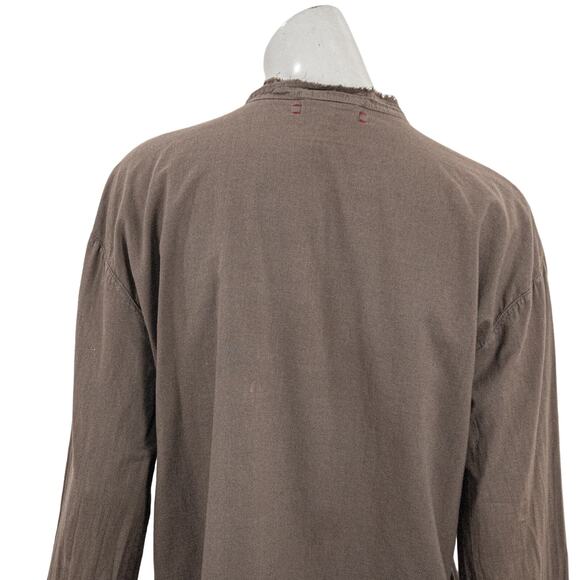 XiRENA Women's 1/2 Button Popover Blouse in Brown/gray cotton Medium - Picture 5 of 10